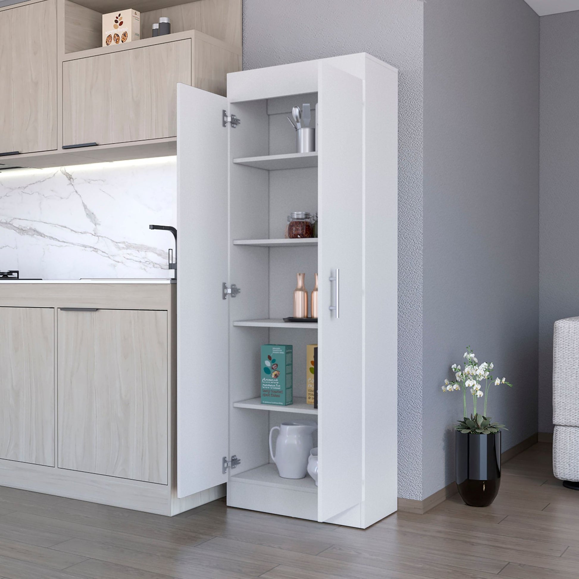 White 5-Shelf Storage Pantry Cabinet image 2