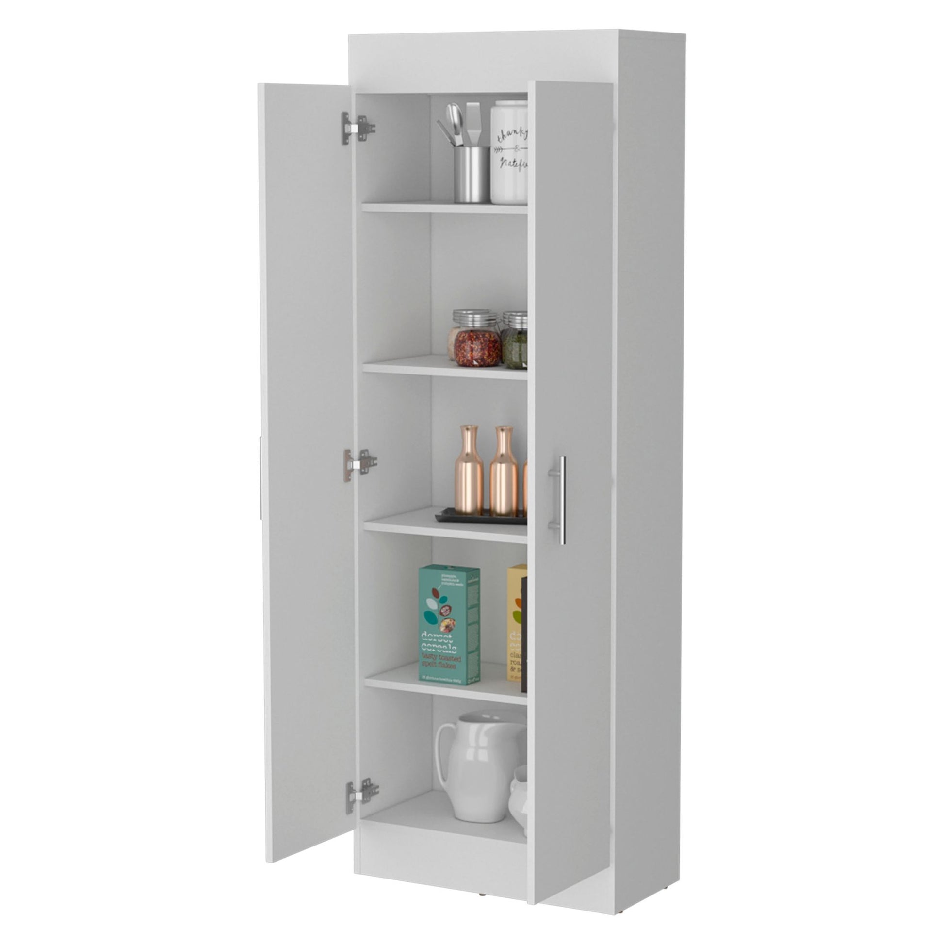 White 5-Shelf Storage Pantry Cabinet image 5
