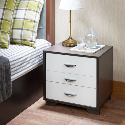 White and Black 3-drawer Rectangular Accent Table image 1