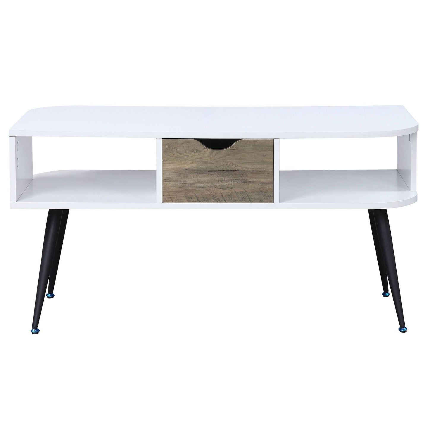 White and Black Coffee Table with 1 Drawer image 2