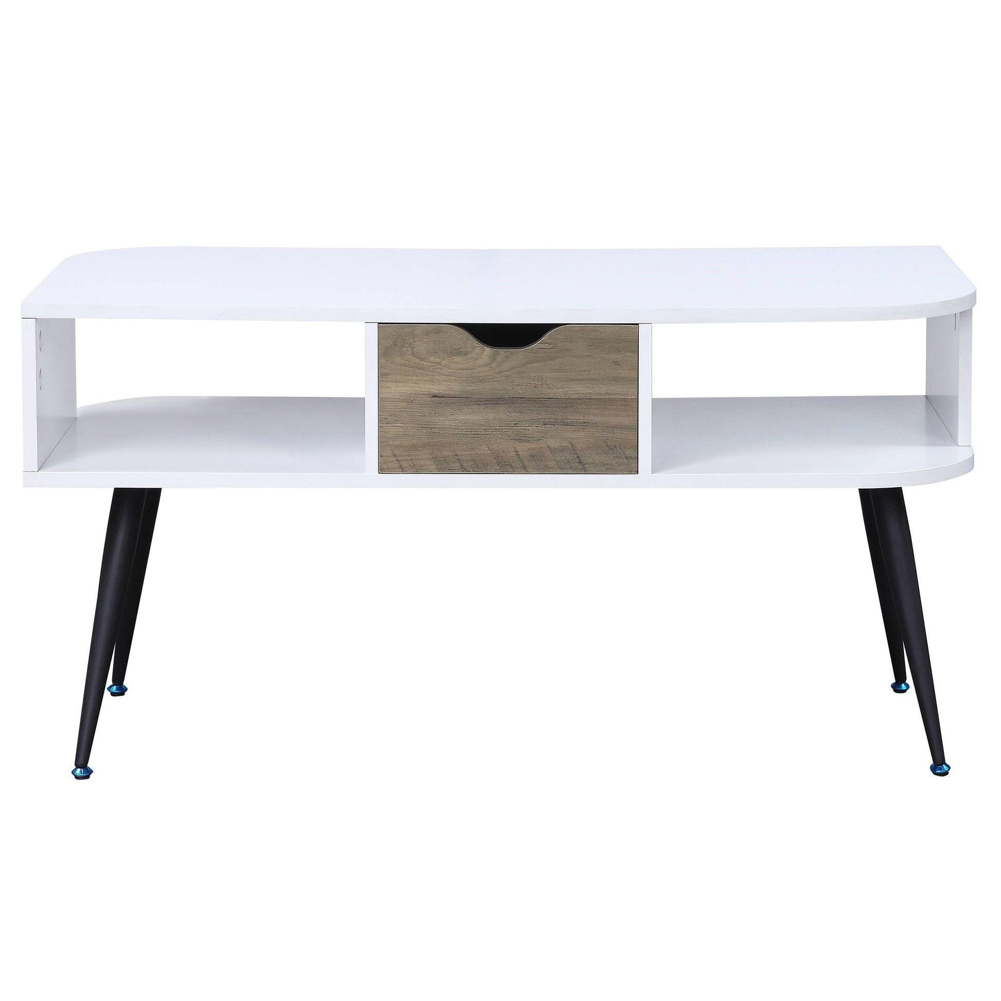White and Black Coffee Table with 1 Drawer image 2