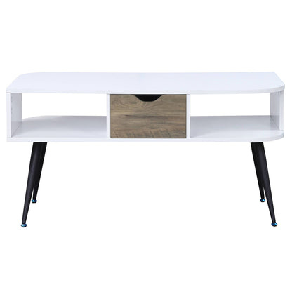 White and Black Coffee Table with 1 Drawer image 2