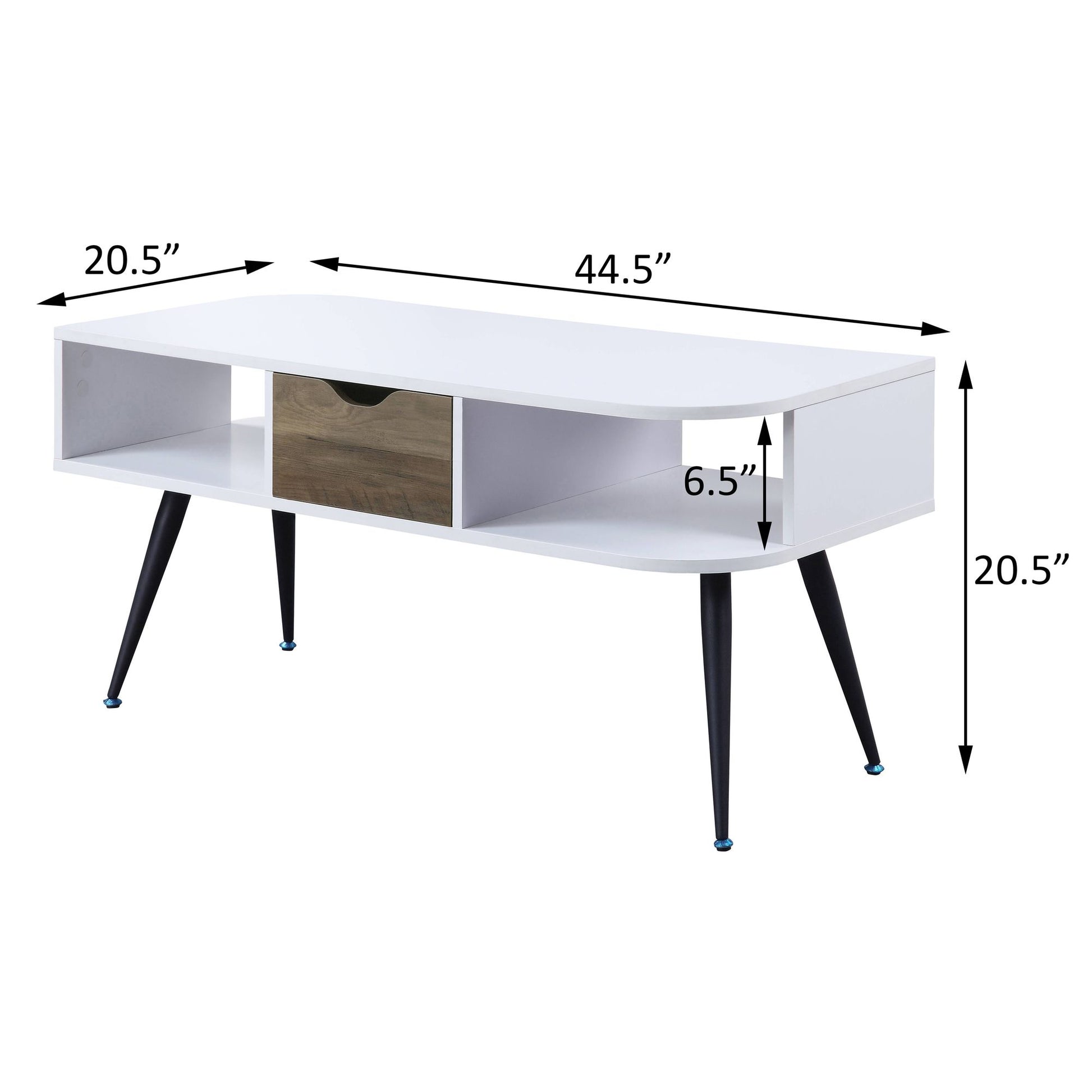 White and Black Coffee Table with 1 Drawer image 7