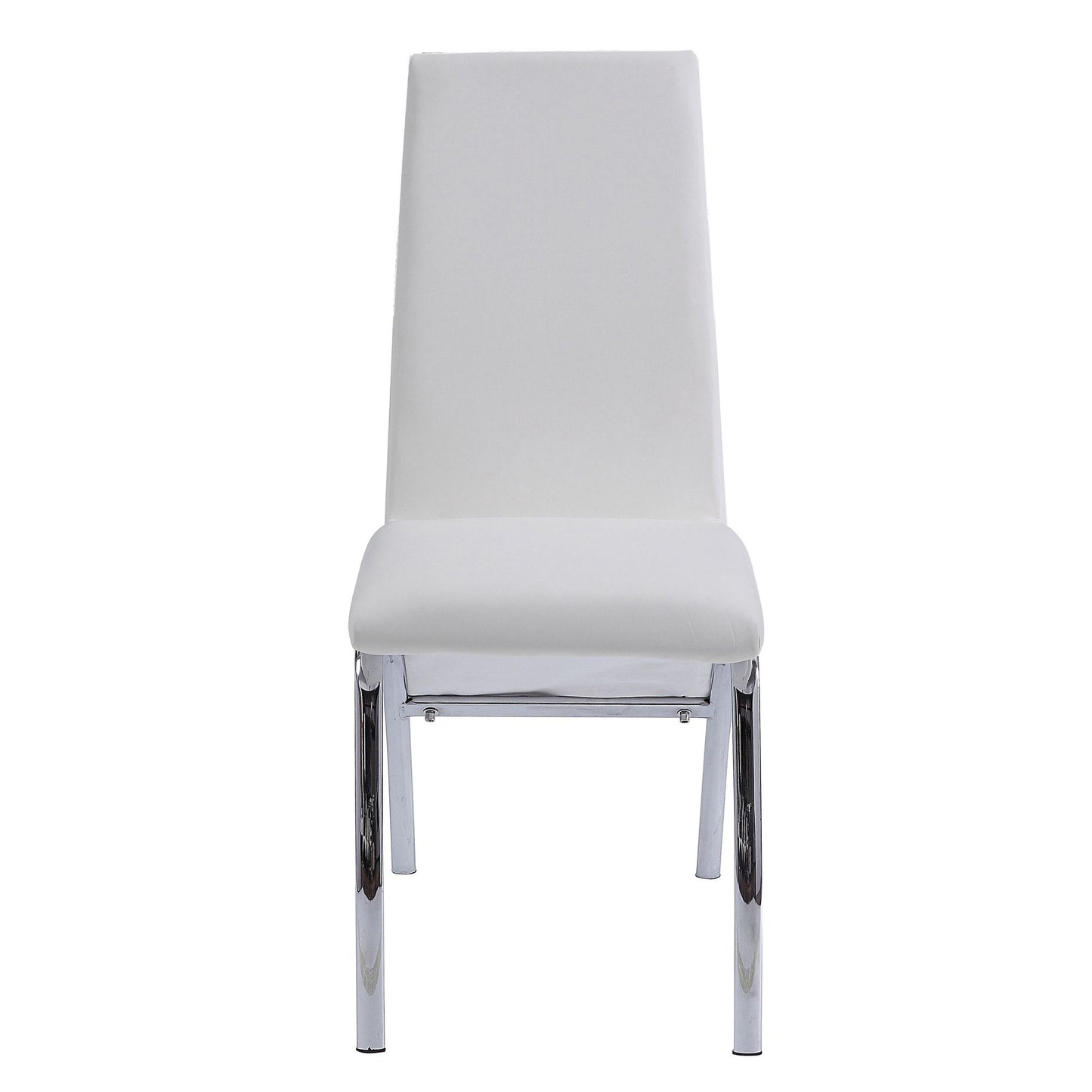White and Chrome Armless Solid Back Side Chair (Set of 2) image 2