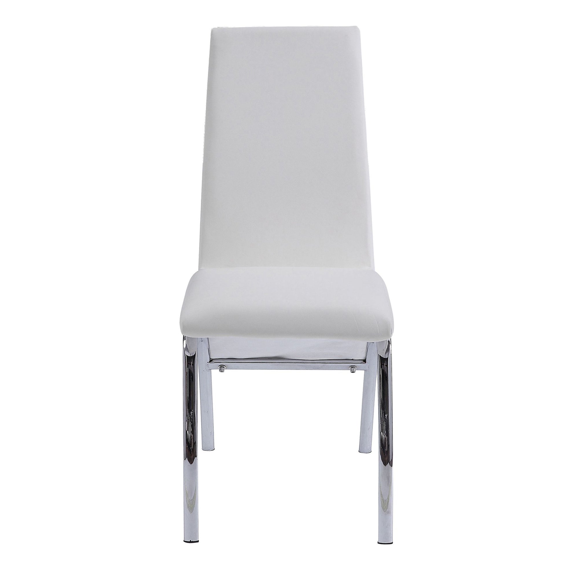 White and Chrome Armless Solid Back Side Chair (Set of 2) image 2