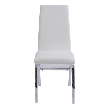 White and Chrome Armless Solid Back Side Chair (Set of 2) image 2