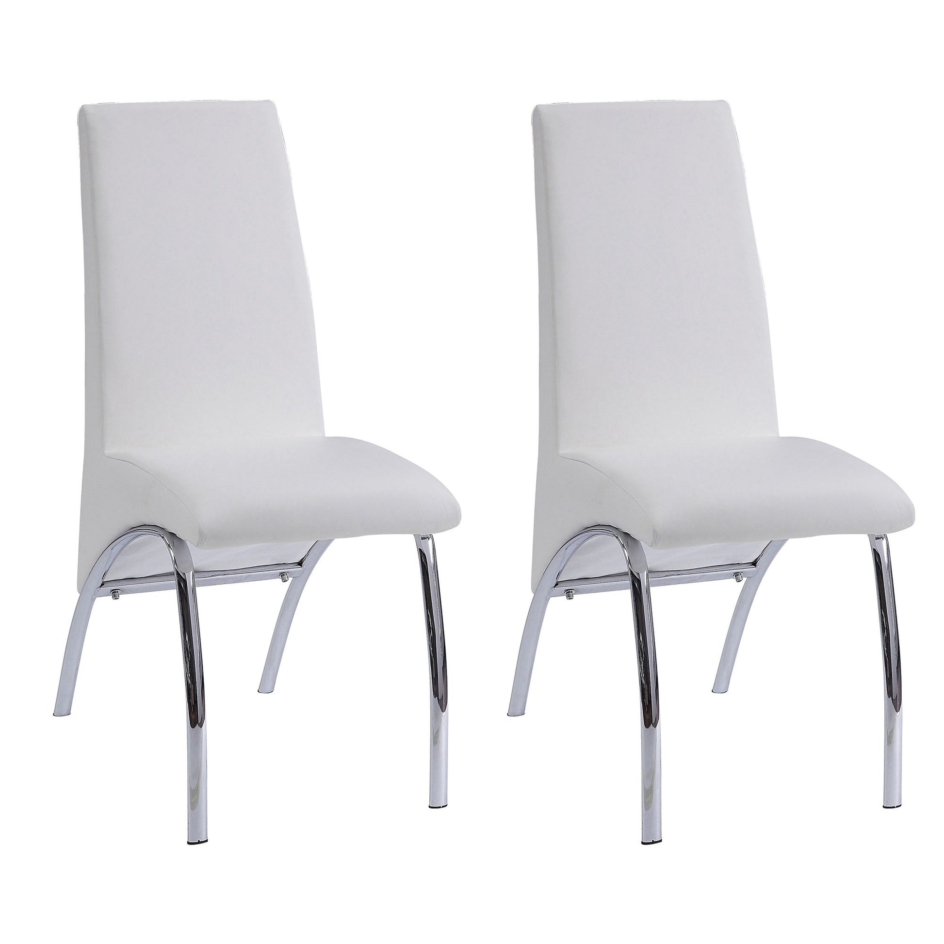 White and Chrome Armless Solid Back Side Chair (Set of 2) image 1