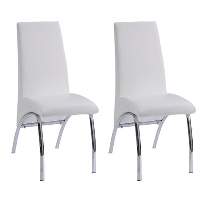 White and Chrome Armless Solid Back Side Chair (Set of 2) image 1