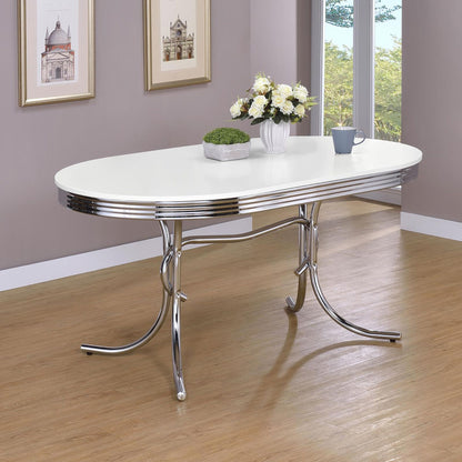 White and Chrome Oval Dining Table image 1