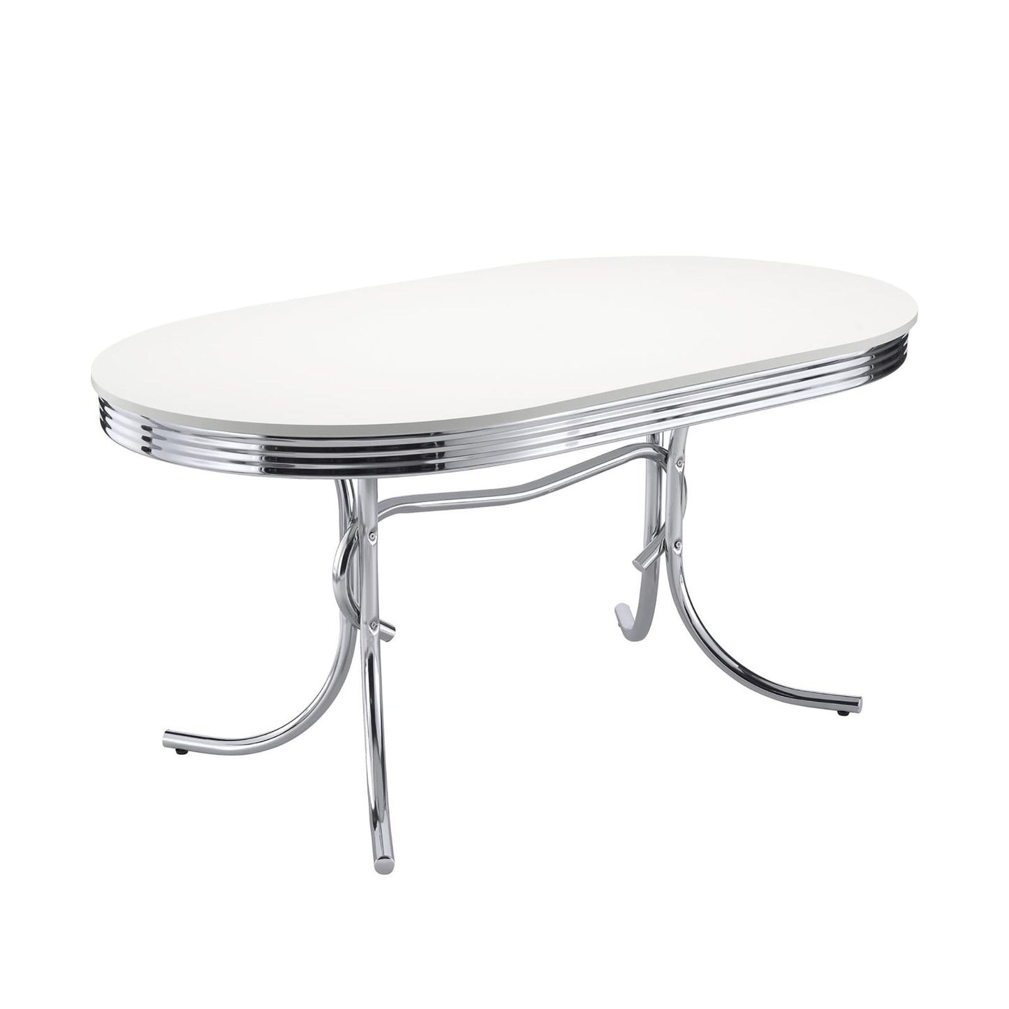 White and Chrome Oval Dining Table image 2
