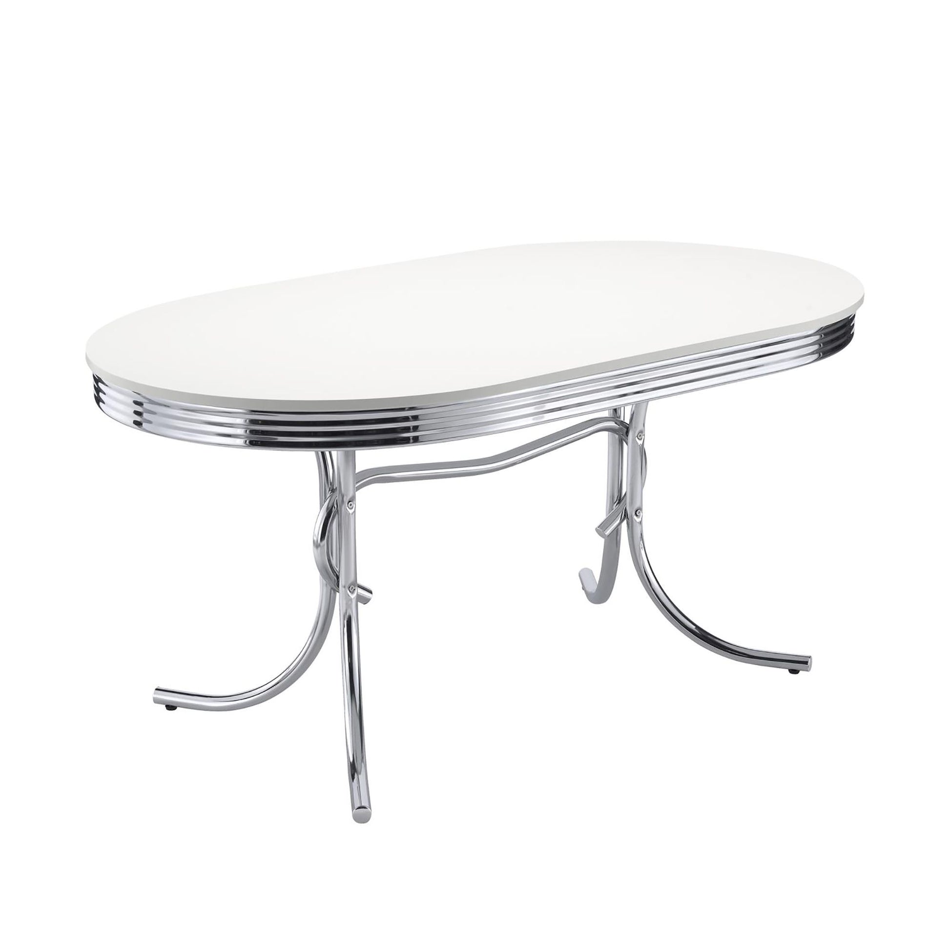 White and Chrome Oval Dining Table image 2