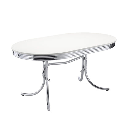 White and Chrome Oval Dining Table image 2