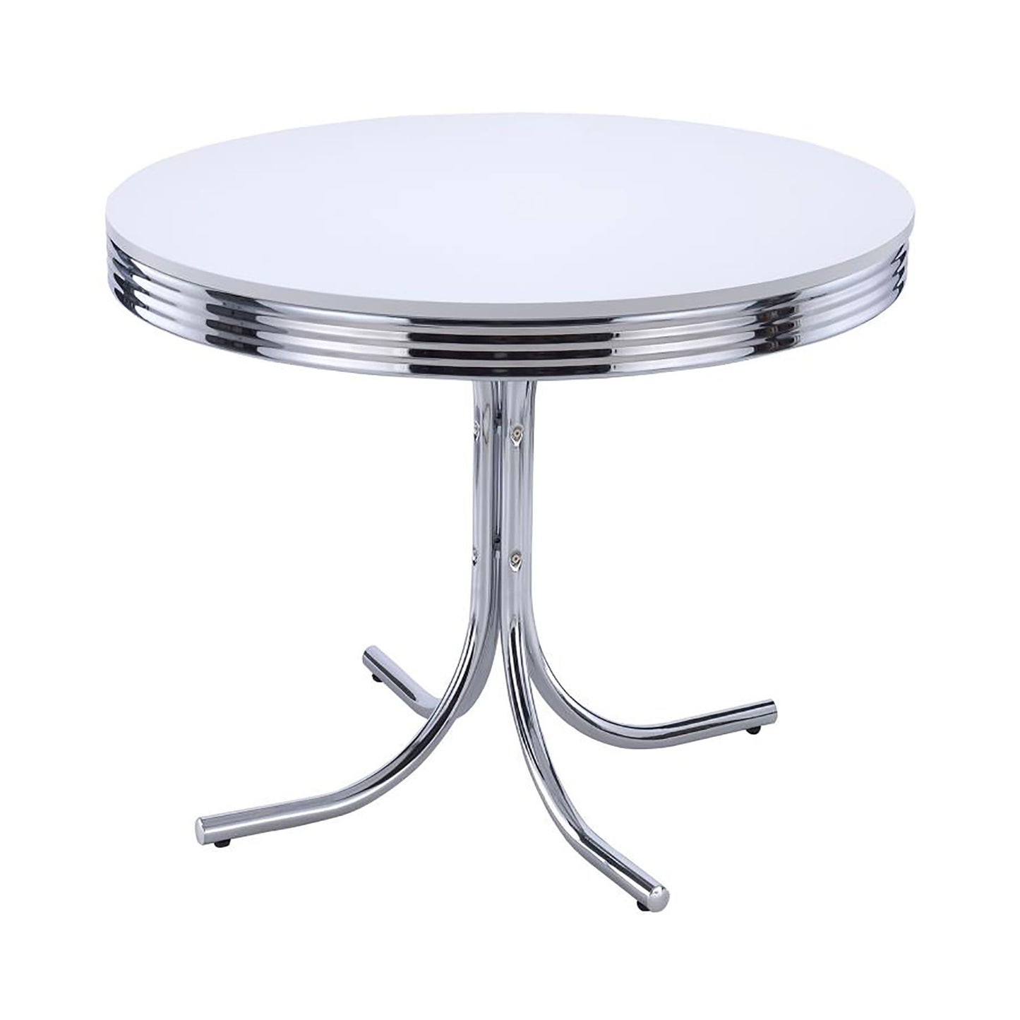 White and Chrome Round Dining Table image 2