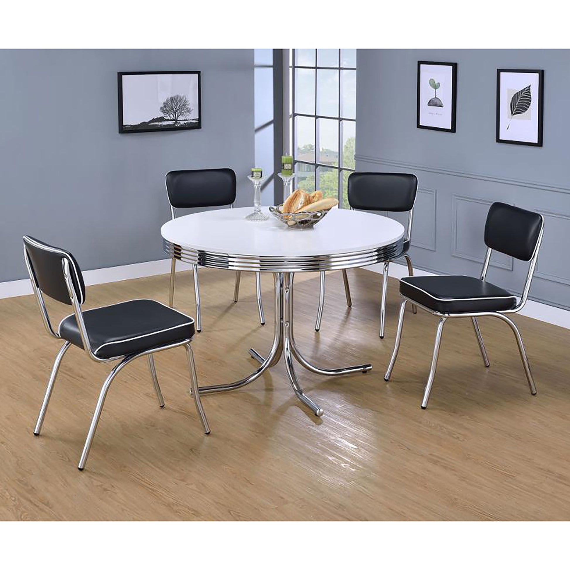 White and Chrome Round Dining Table image 3