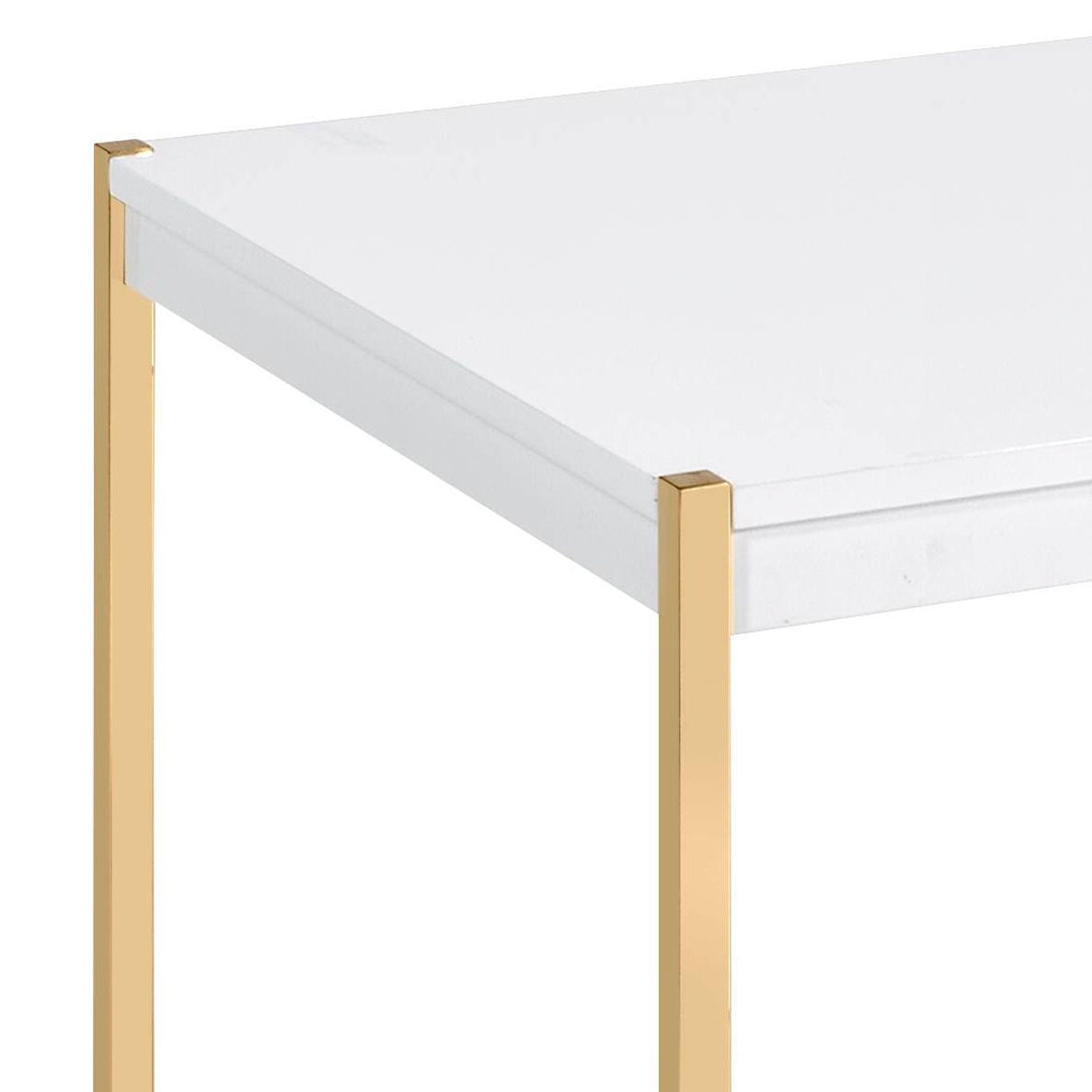 White and Gold Rectangle Coffee Table image 4