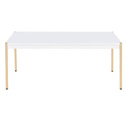 White and Gold Rectangle Coffee Table image 3