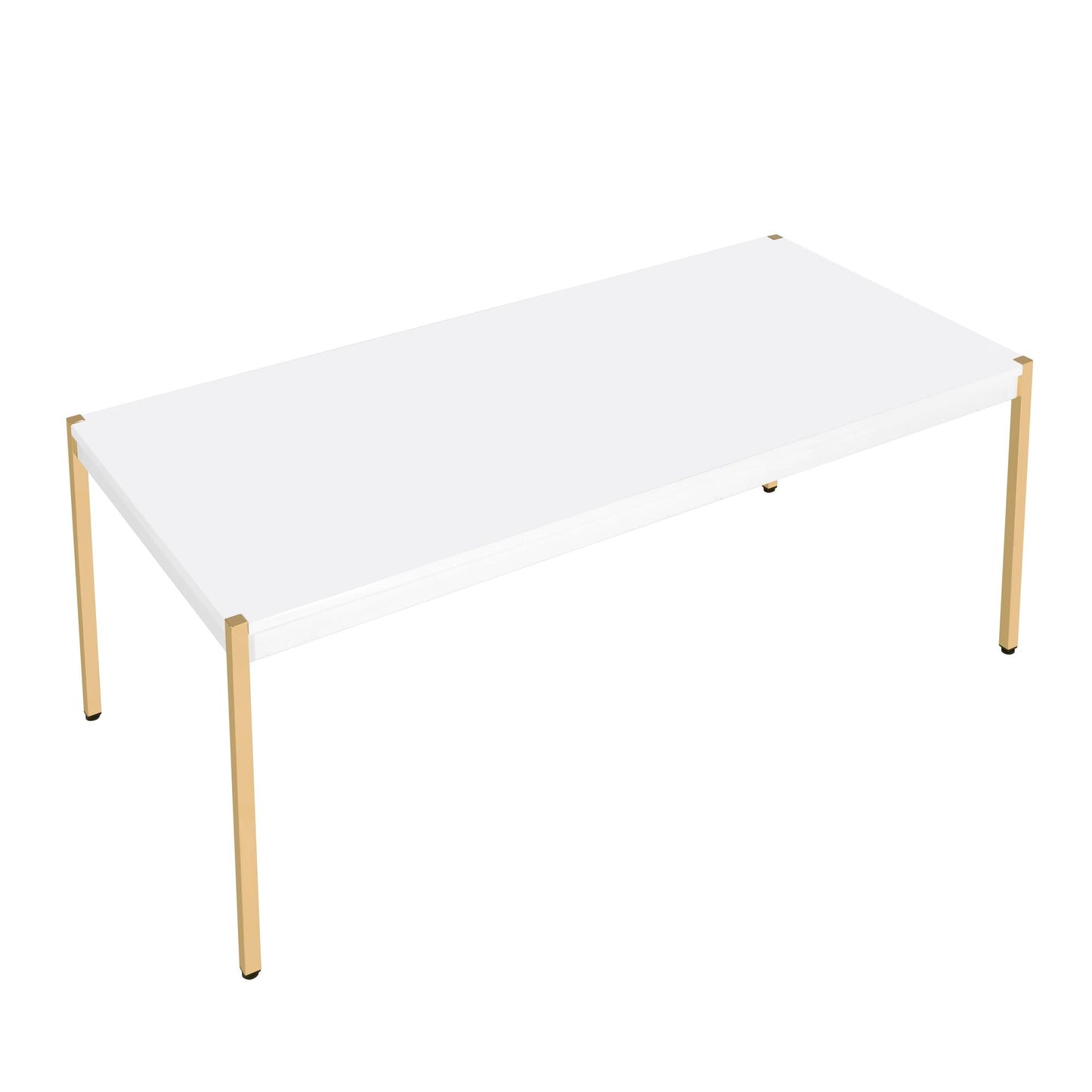 White and Gold Rectangle Coffee Table image 2