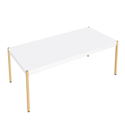 White and Gold Rectangle Coffee Table image 2