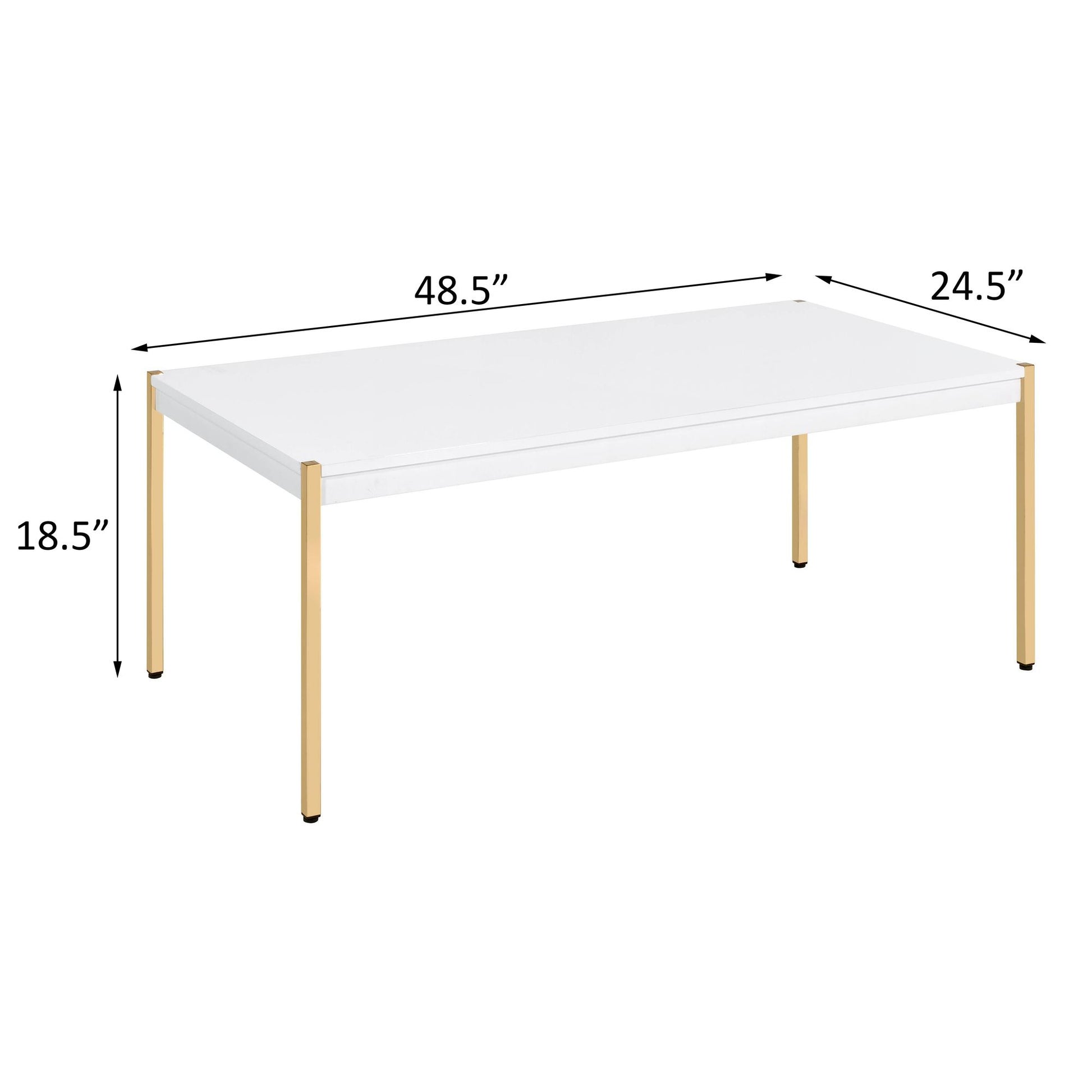 White and Gold Rectangle Coffee Table image 5