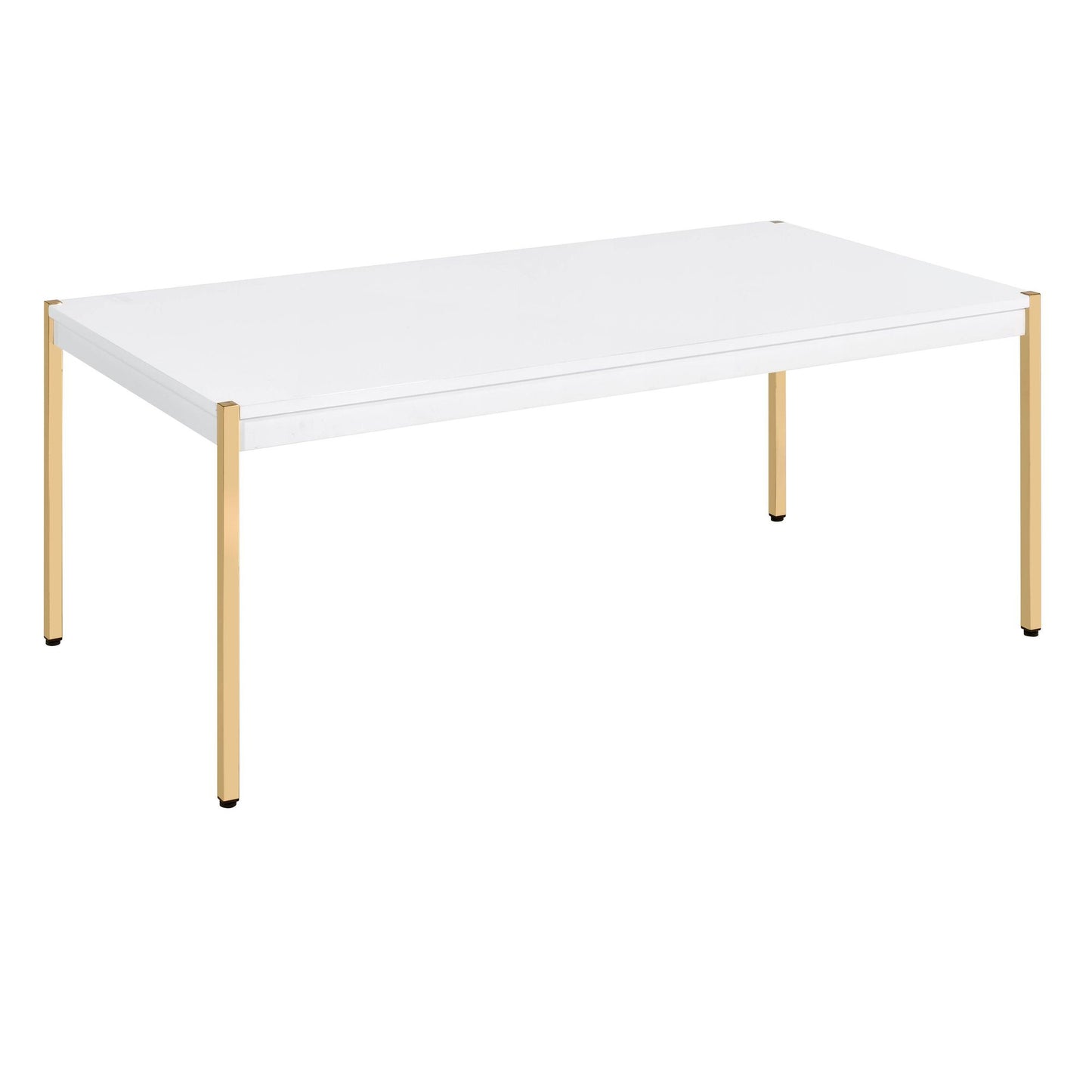 White and Gold Rectangle Coffee Table image 1