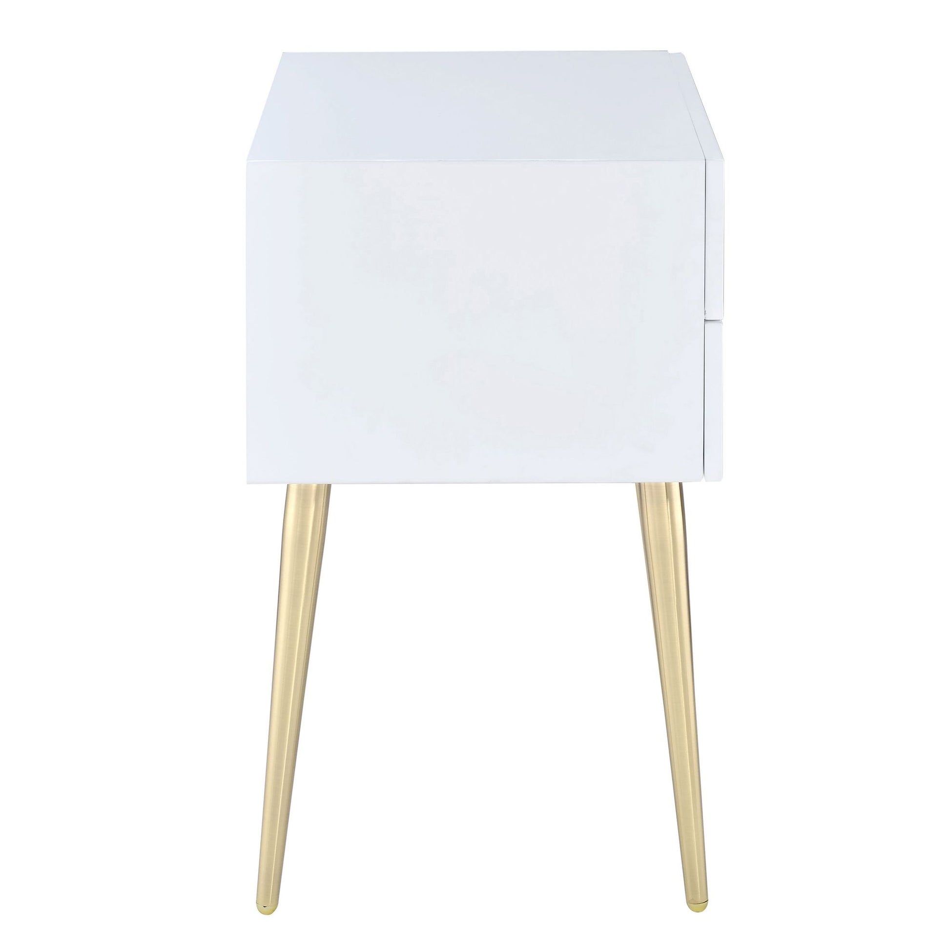 White and Gold Side Table with 2 Drawer image 4