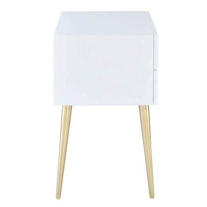 White and Gold Side Table with 2 Drawer image 4