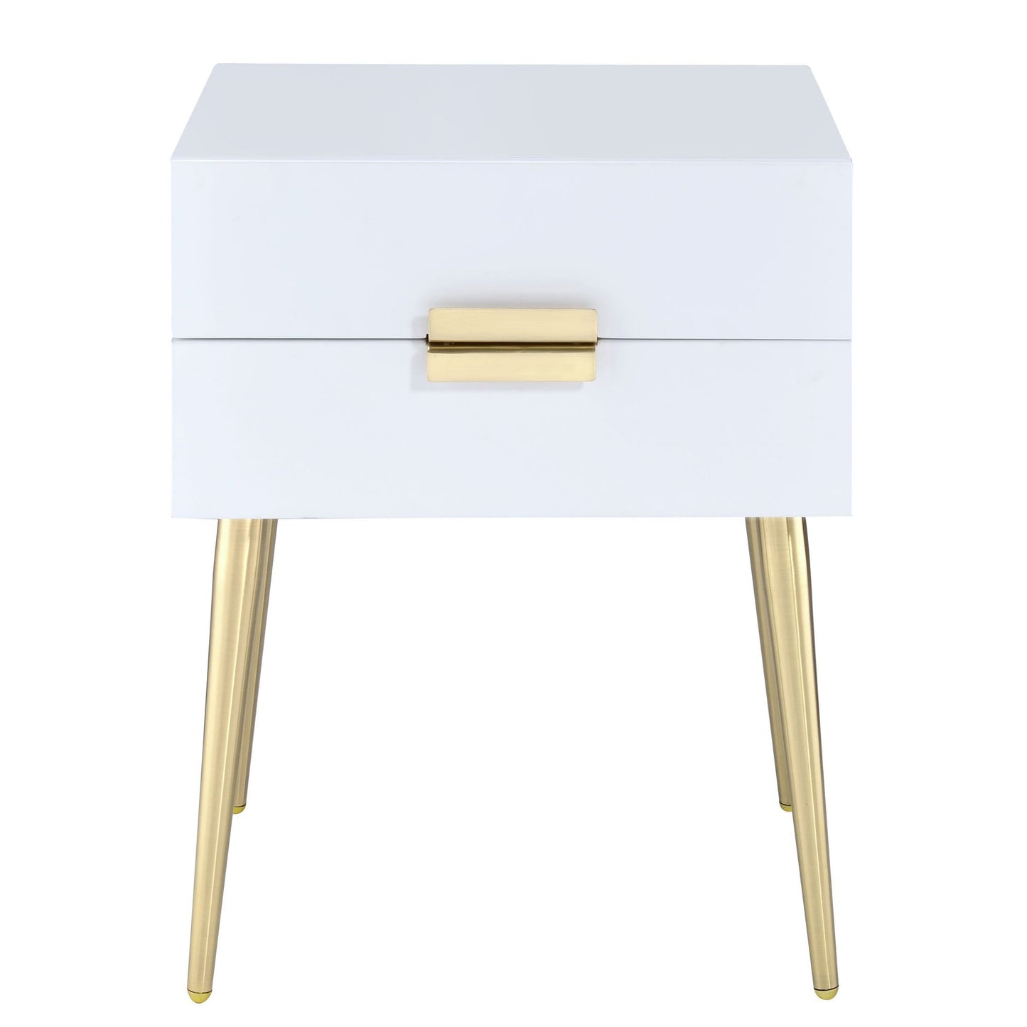 White and Gold Side Table with 2 Drawer image 3