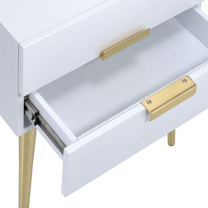 White and Gold Side Table with 2 Drawer image 7