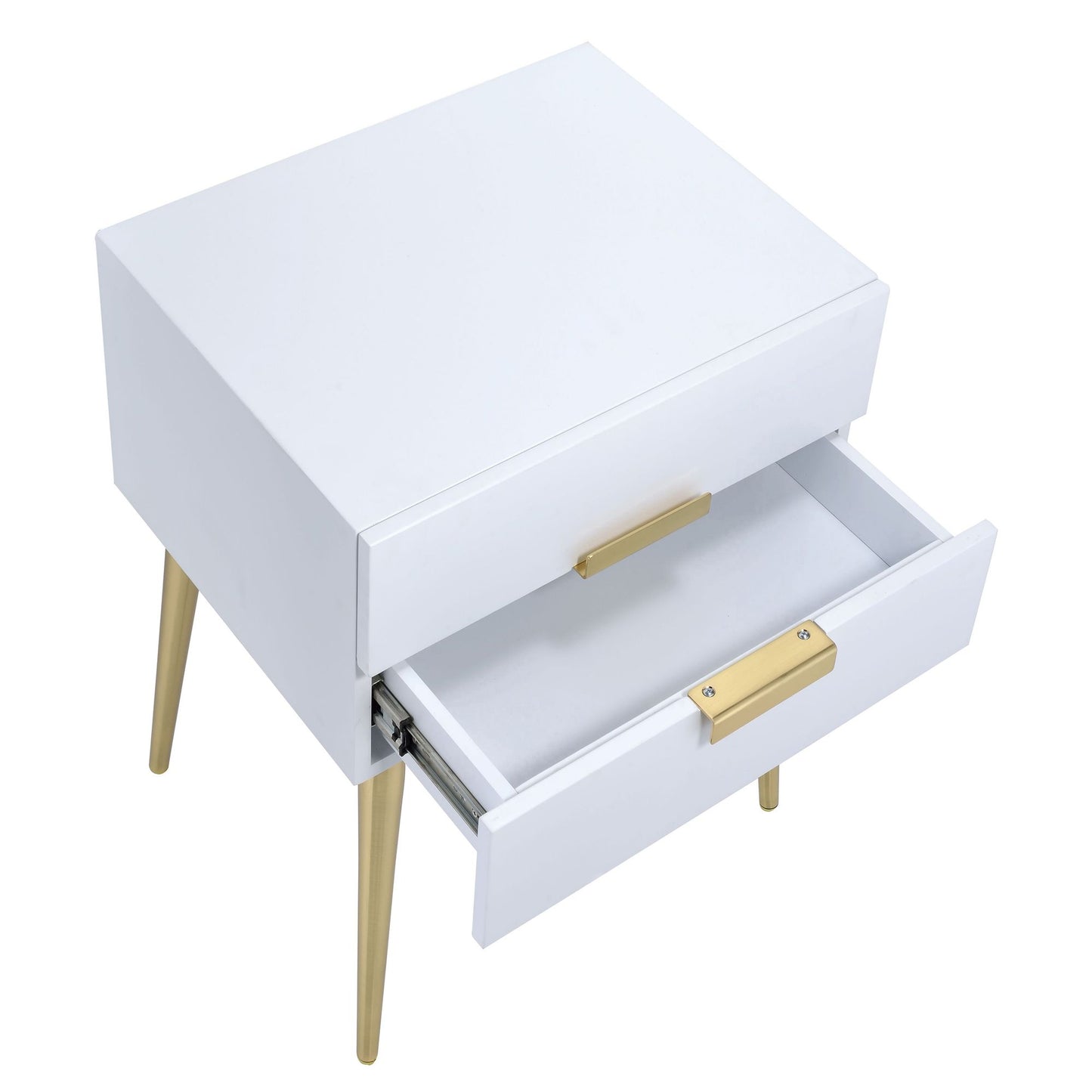White and Gold Side Table with 2 Drawer image 6