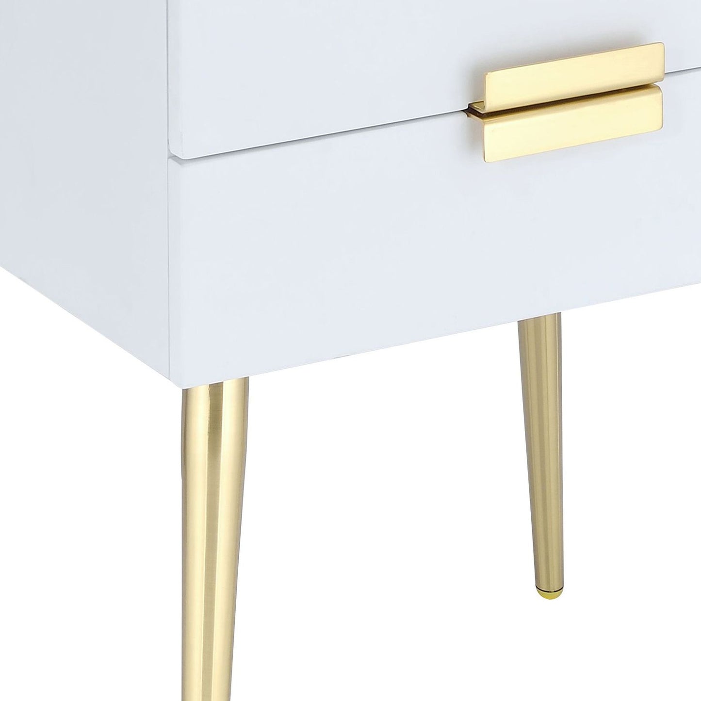 White and Gold Side Table with 2 Drawer image 5