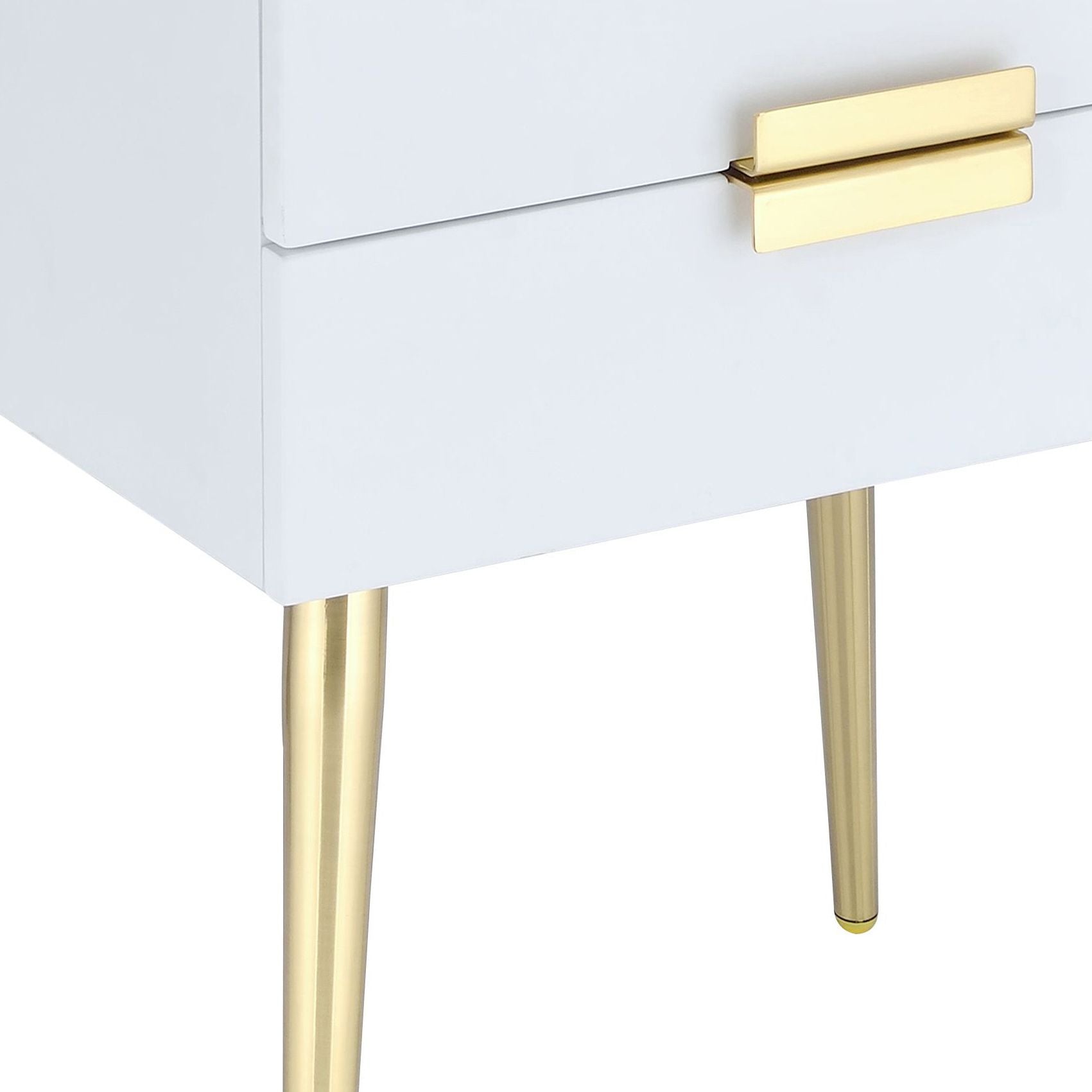 White and Gold Side Table with 2 Drawer image 5