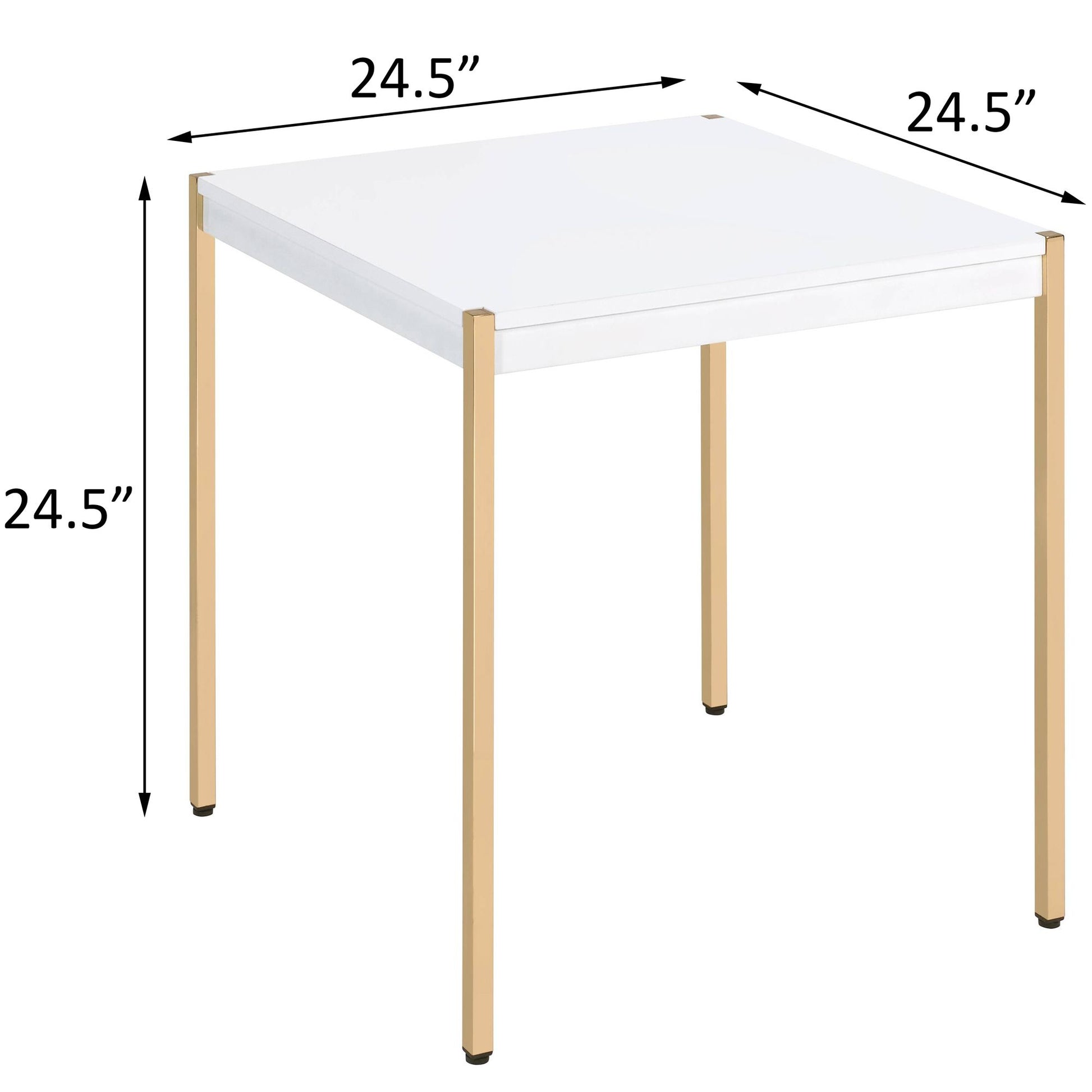 White and Gold Square End Table image 5