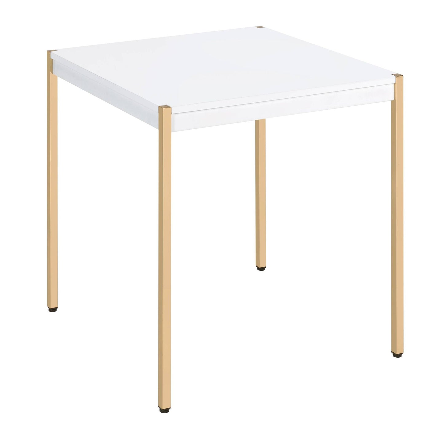 White and Gold Square End Table image 1
