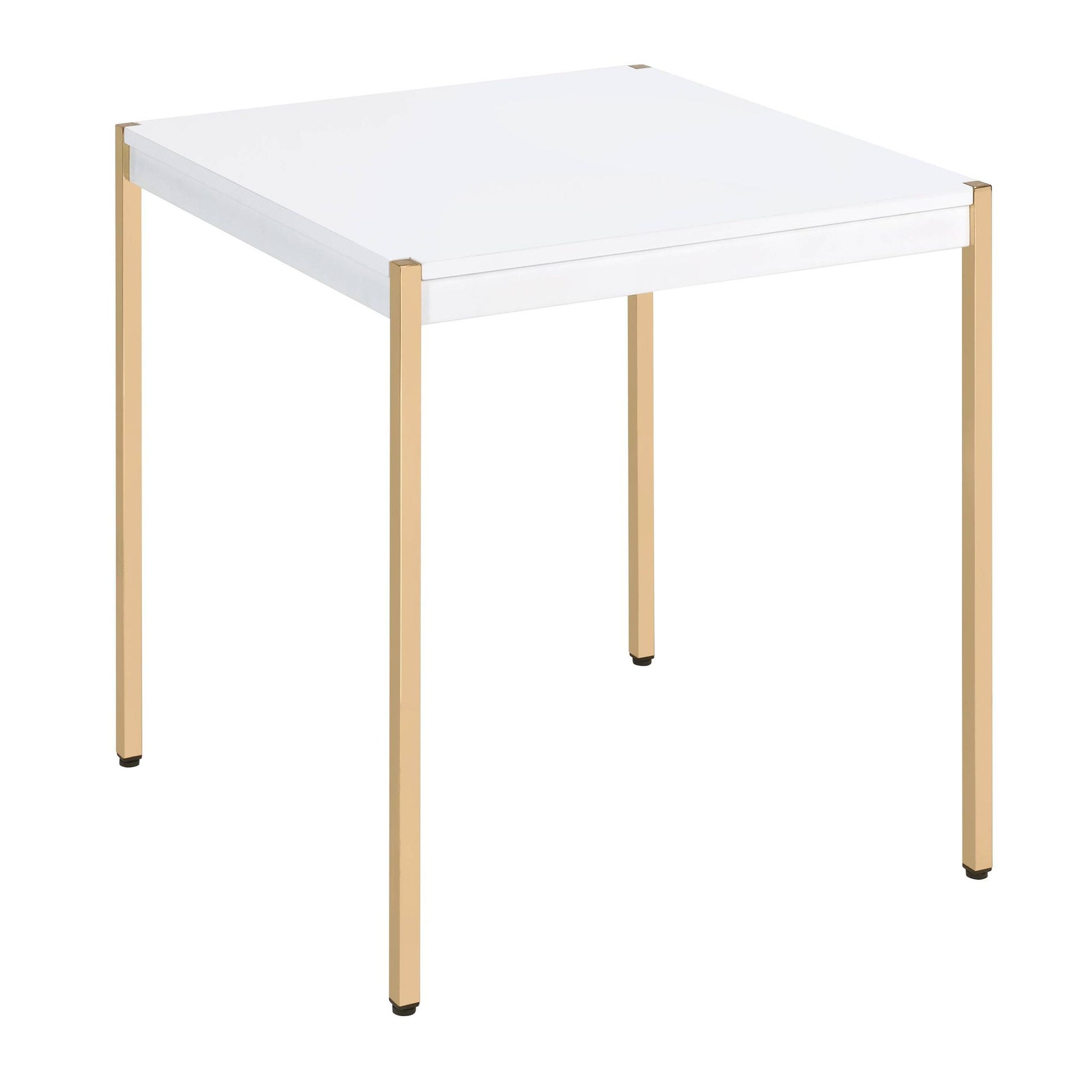 White and Gold Square End Table image 1