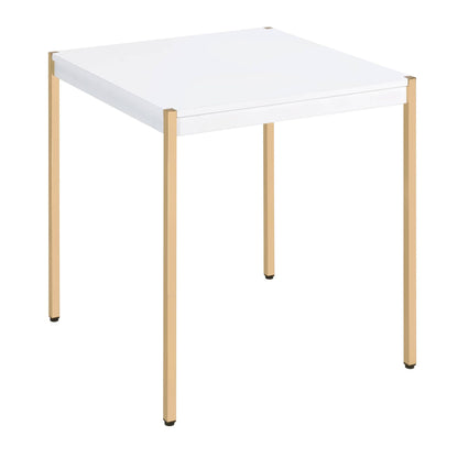 White and Gold Square End Table image 1