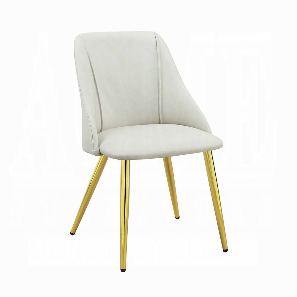 White and Gold Tight Back Side Chairs (Set of 2) image 1