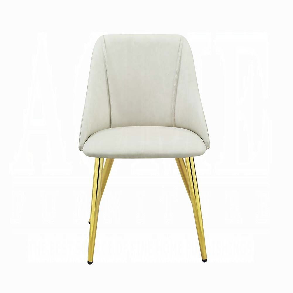 White and Gold Tight Back Side Chairs (Set of 2) image 2