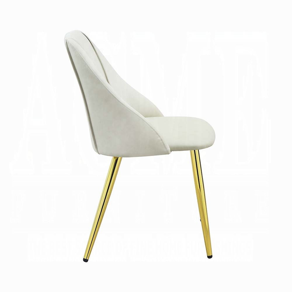 White and Gold Tight Back Side Chairs (Set of 2) image 3