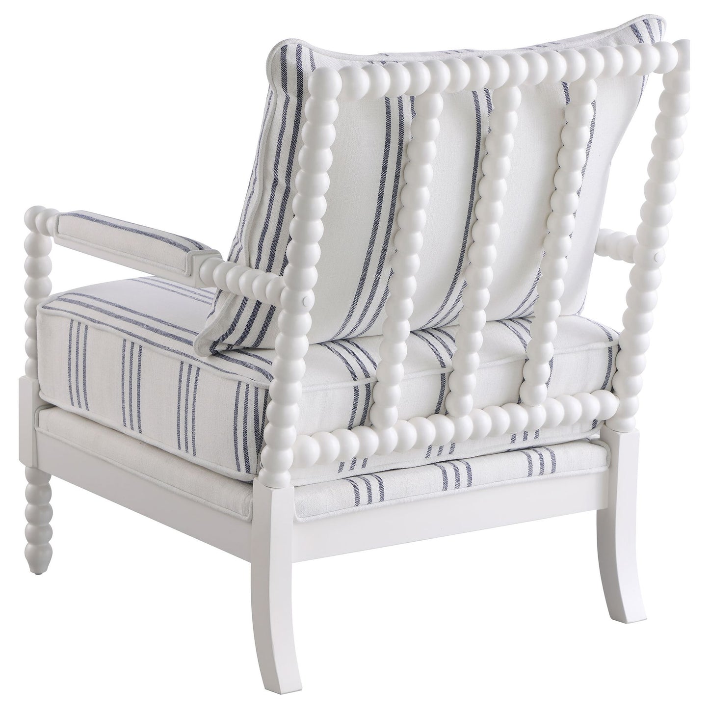 White and Navy Upholstered Stripe Accent Chair image 8