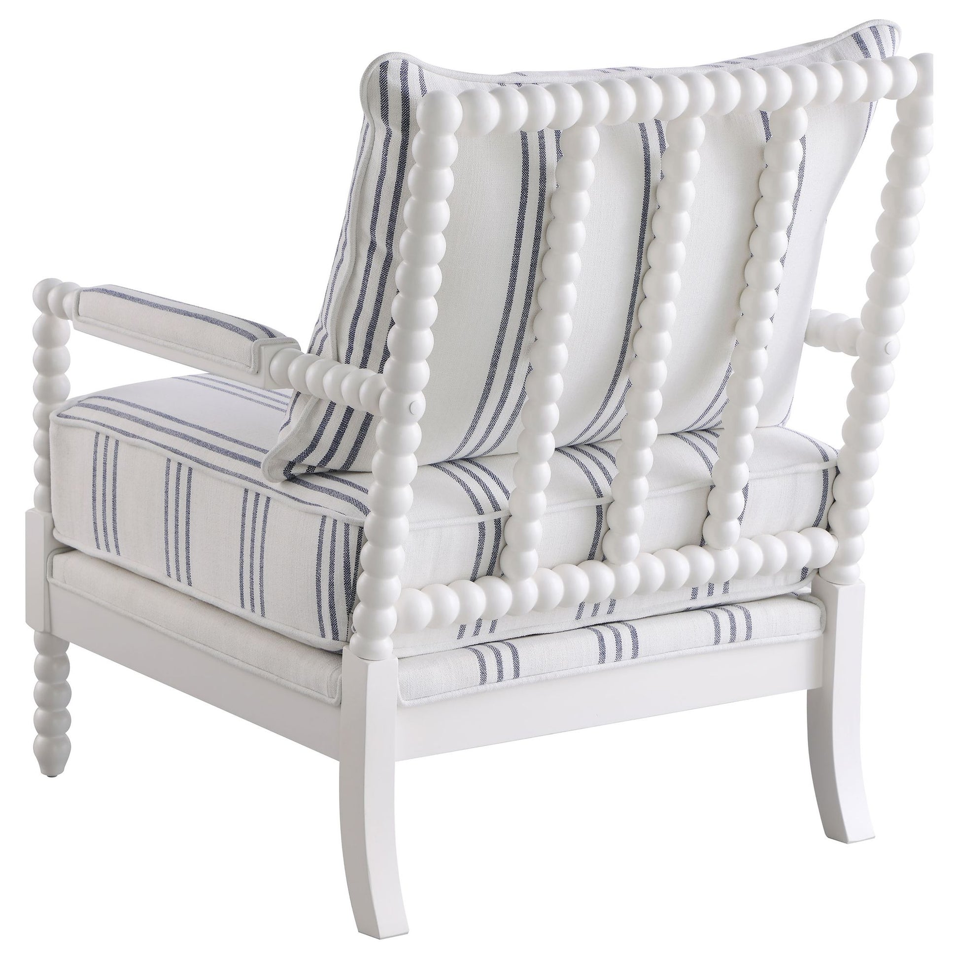 White and Navy Upholstered Stripe Accent Chair image 8