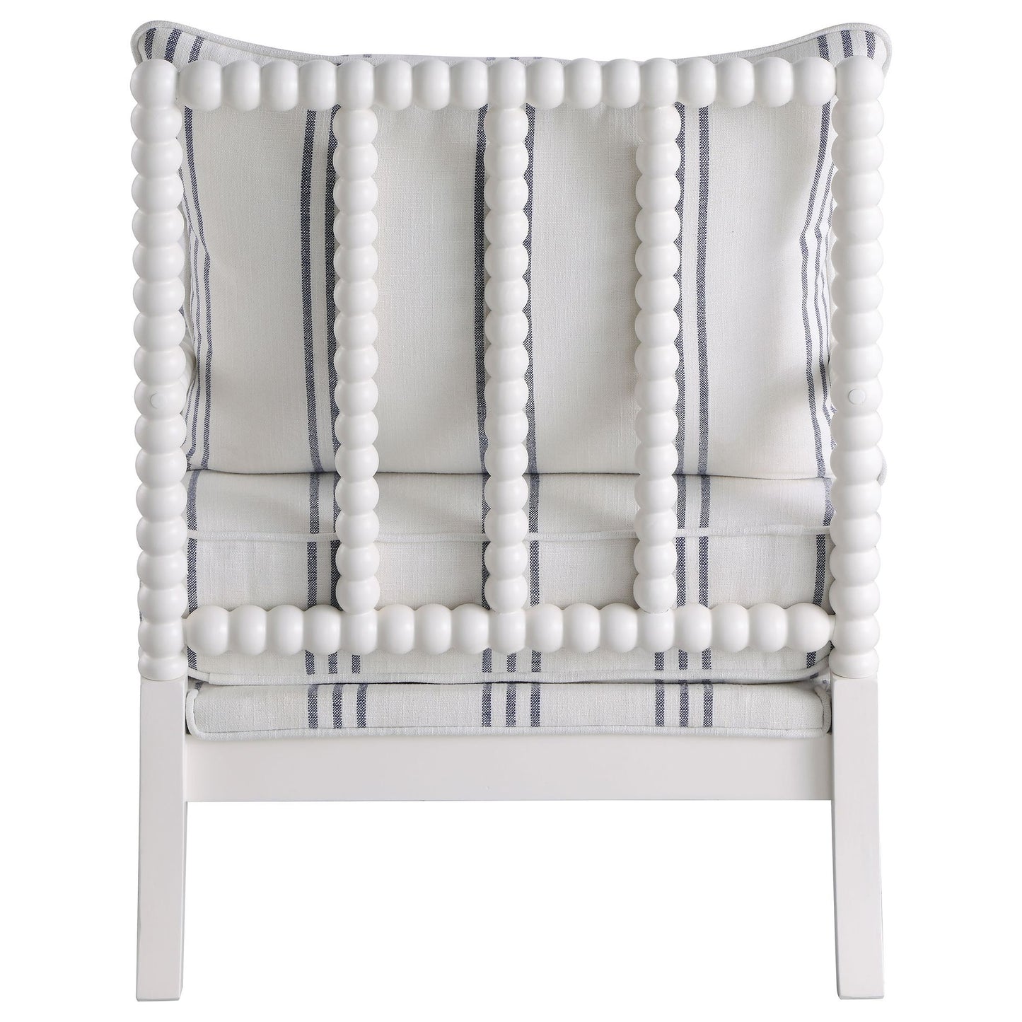 White and Navy Upholstered Stripe Accent Chair image 9