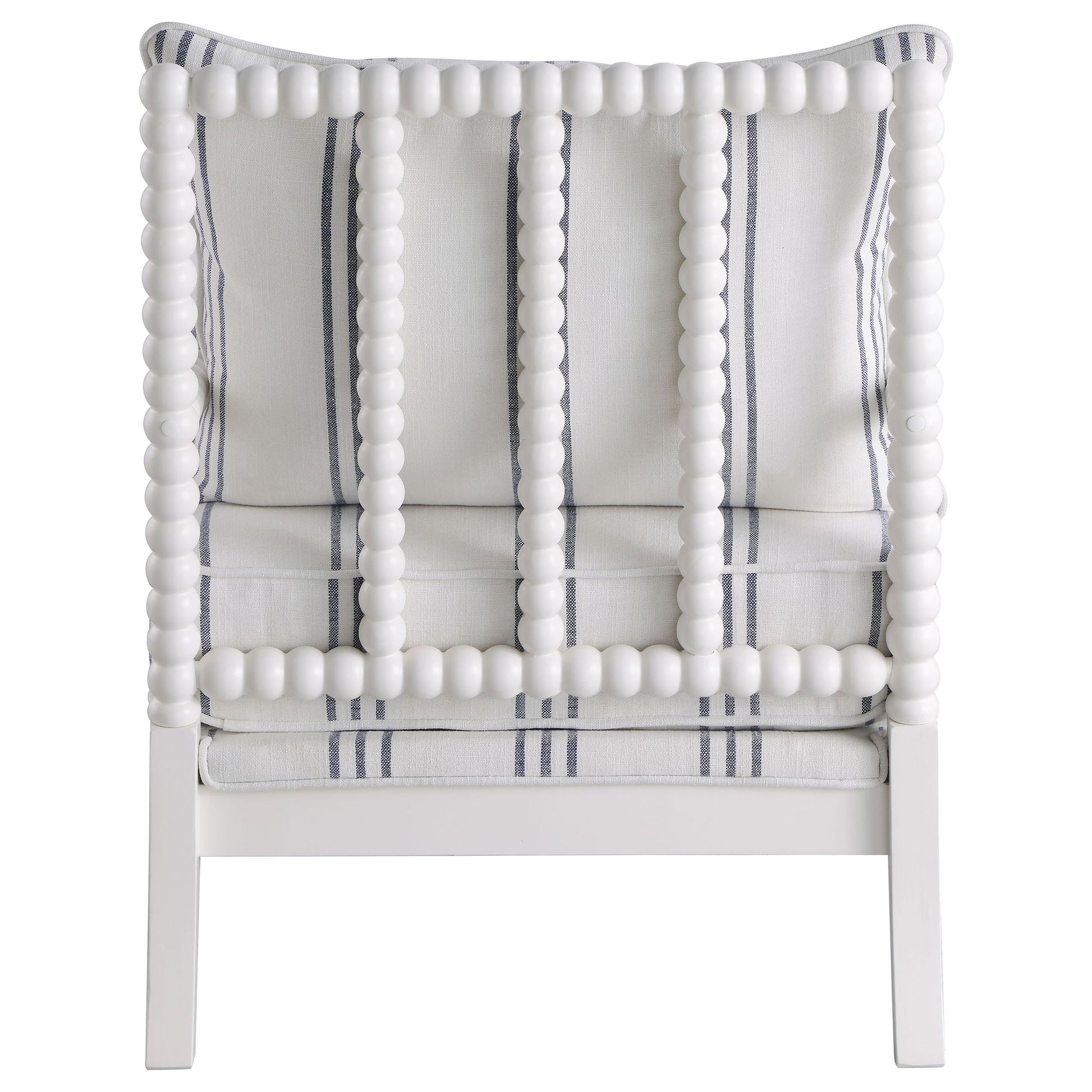 White and Navy Upholstered Stripe Accent Chair image 9
