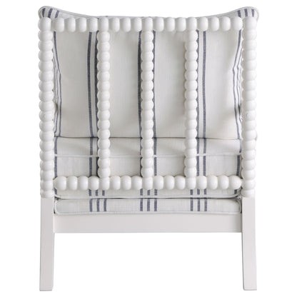 White and Navy Upholstered Stripe Accent Chair image 9