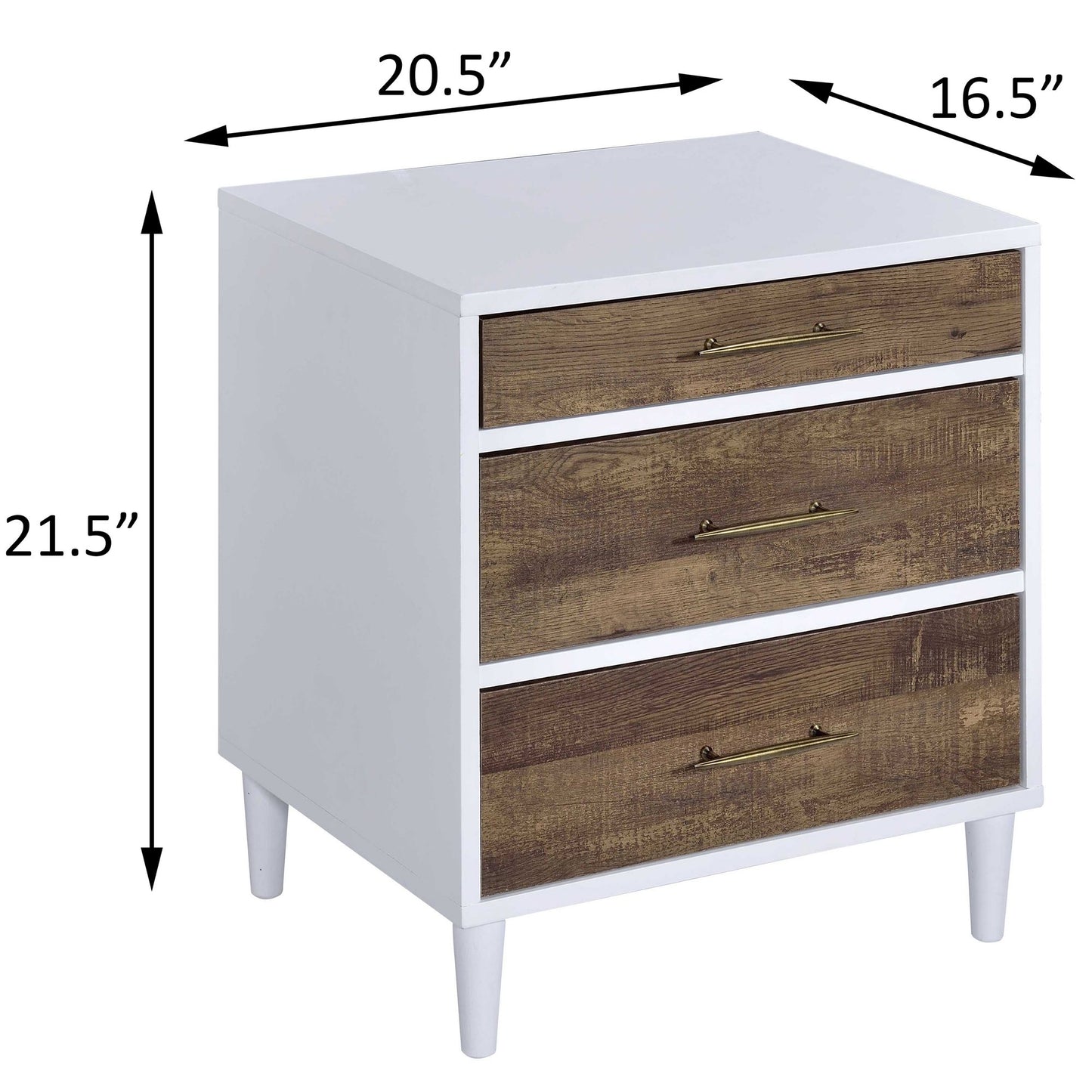White and Weathered Oak 3-drawer Accent Table image 6