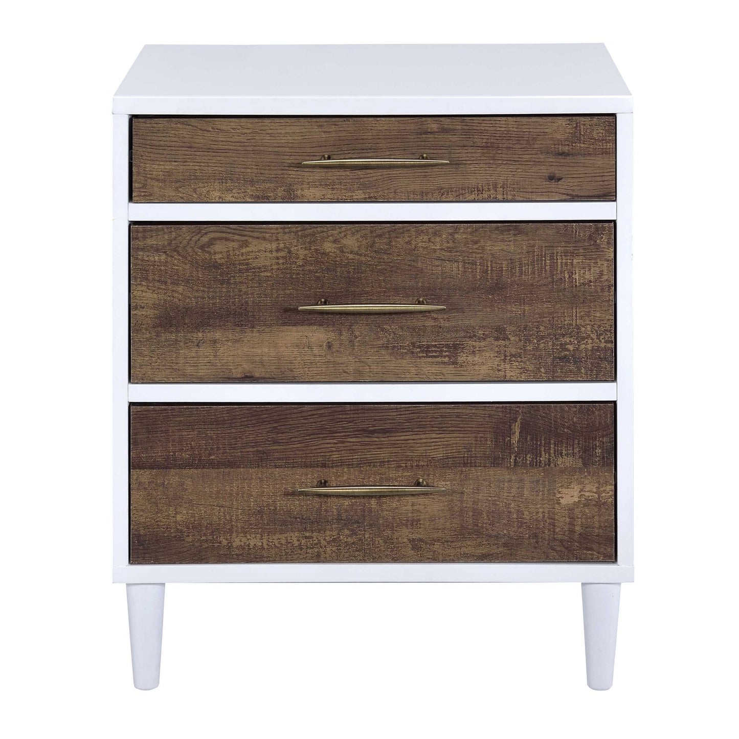 White and Weathered Oak 3-drawer Accent Table image 2