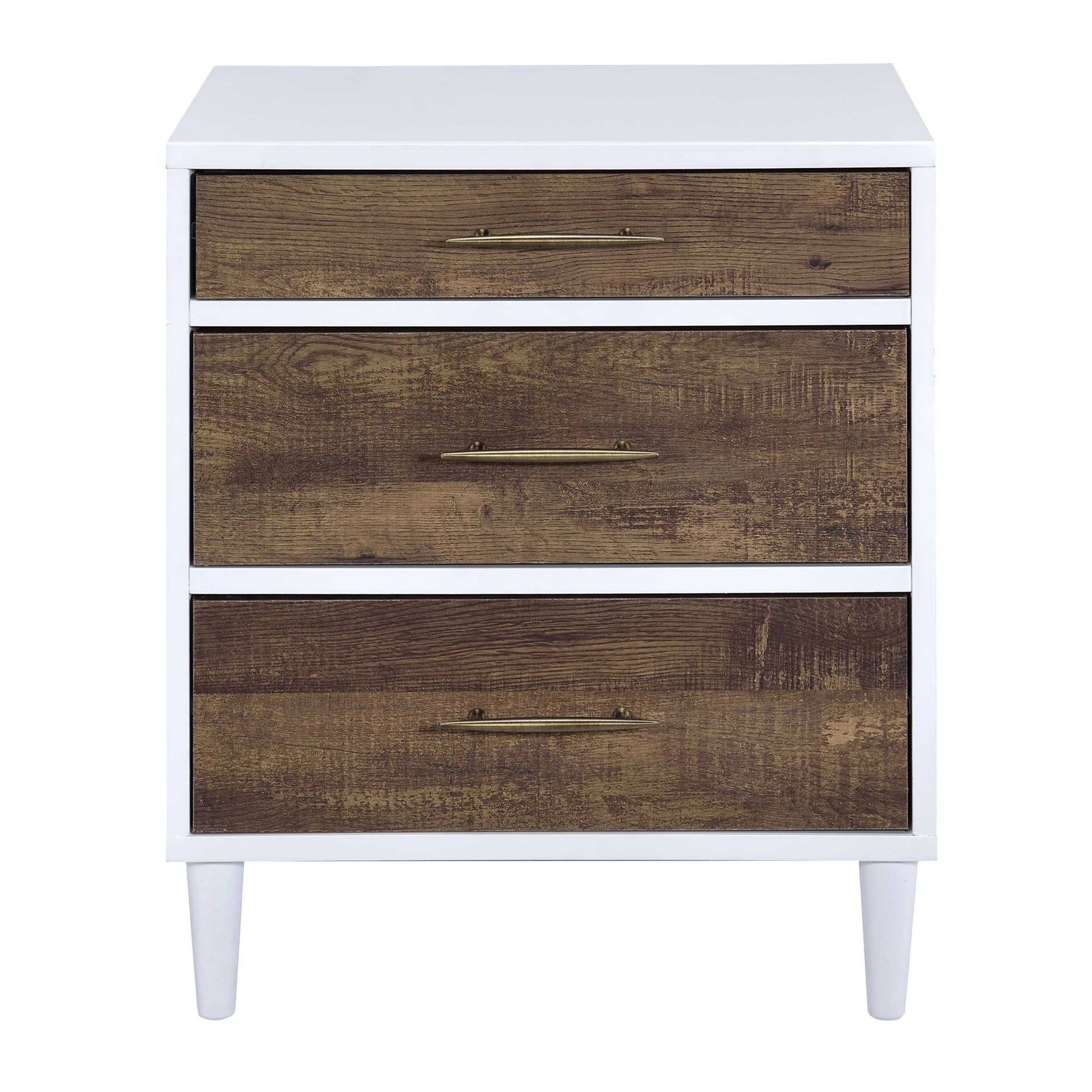 White and Weathered Oak 3-drawer Accent Table image 2