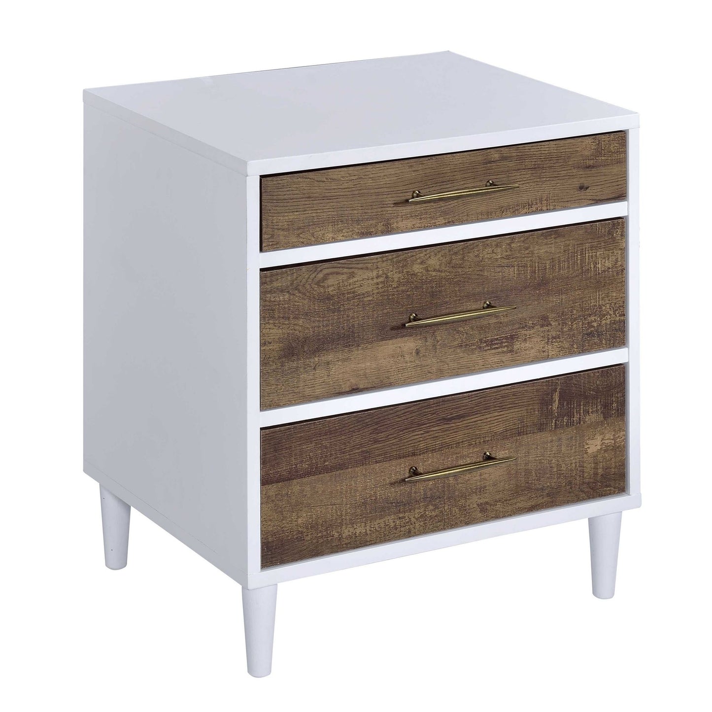 White and Weathered Oak 3-drawer Accent Table image 1