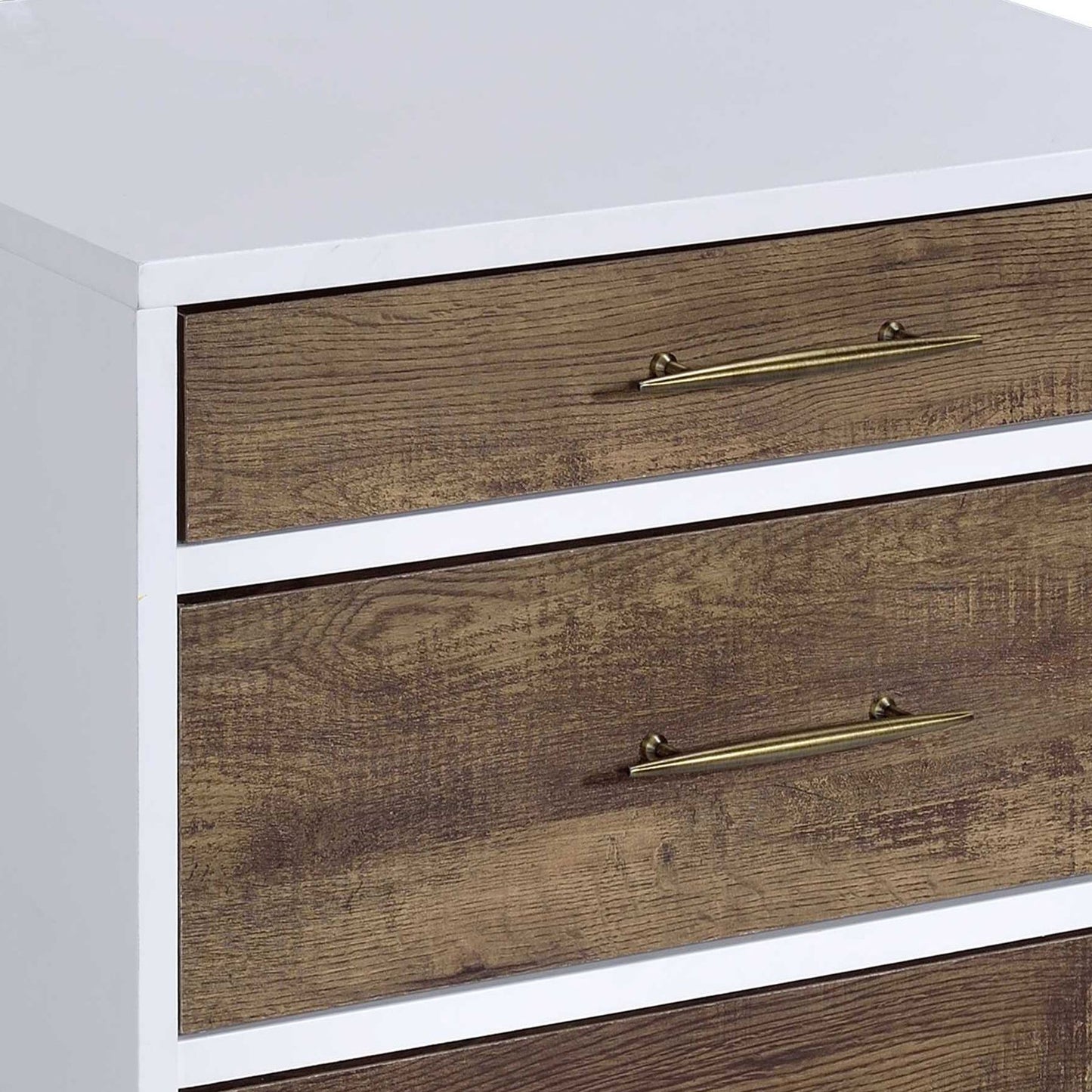 White and Weathered Oak 3-drawer Accent Table image 3