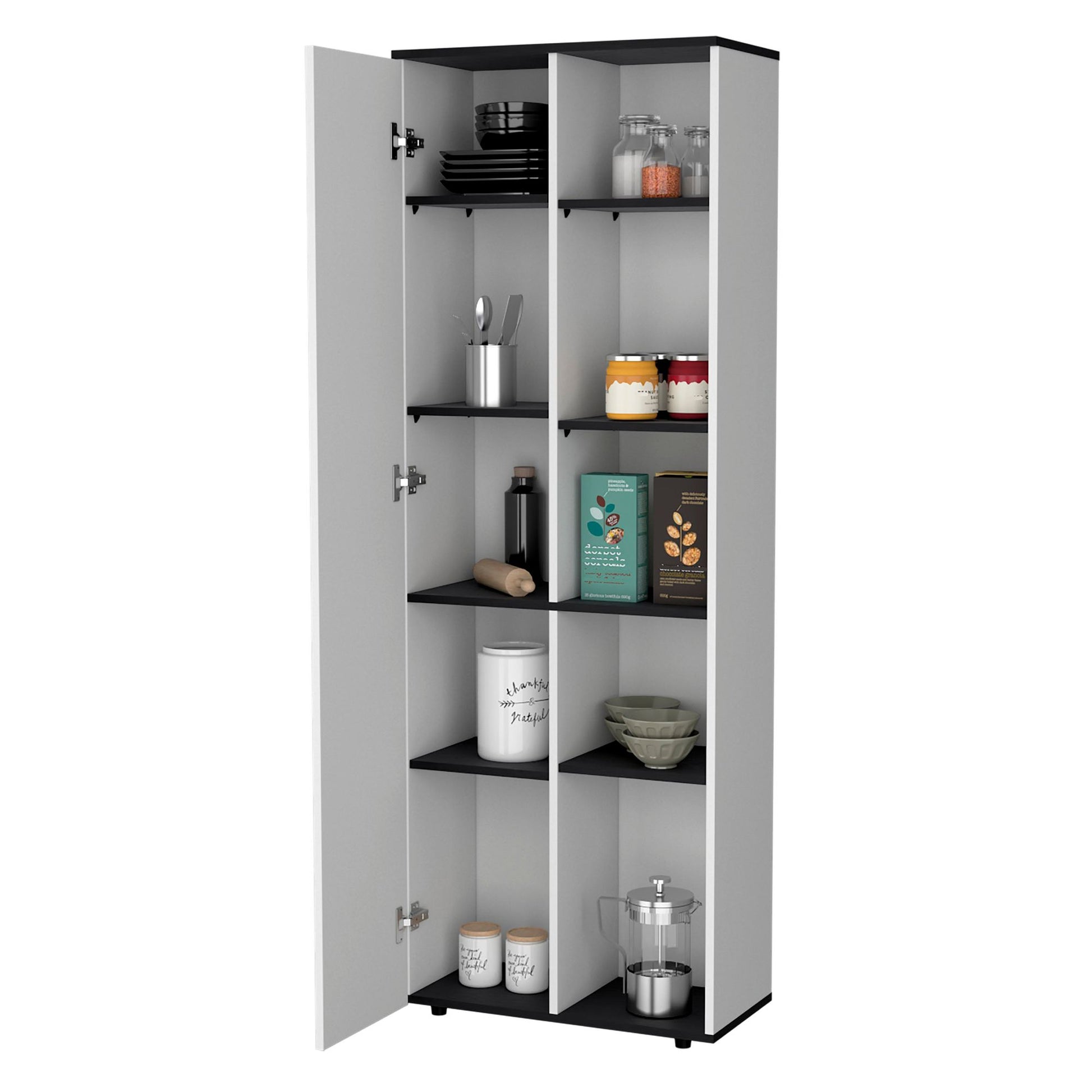 White and Wenge 1-Door Multistorage Kitchen Pantry image 5