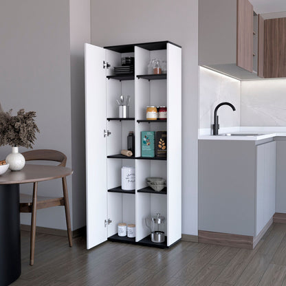 White and Wenge 1-Door Multistorage Kitchen Pantry image 2